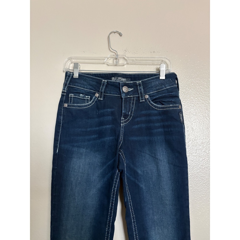 Silver Jeans Co Suki Mid Capri Dark Wash Thick Stitch Denim Jeans W27 Women's